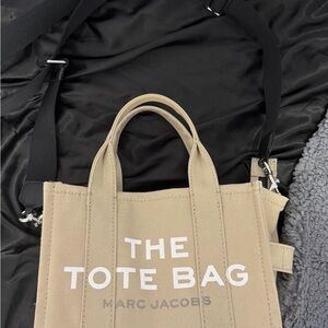 Marc Jacobs Tan Tote with White and Gray Lettering